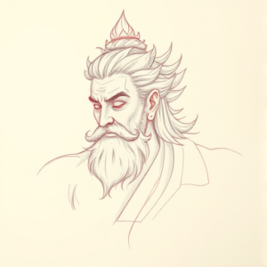 Red Ink Outline God Tattoo