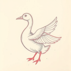 Red Ink Outline Goose Tattoo