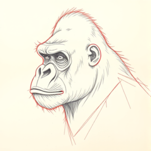 Red Ink Outline Gorilla Tattoo