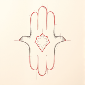 Red Ink Outline Hamsa Tattoo