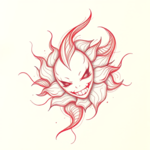 Red Ink Outline Hannya Tattoo