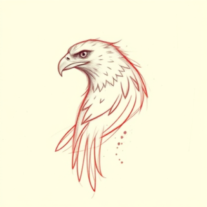 Red Ink Outline Hawk Tattoo