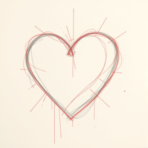 Red Ink Outline Heart Tattoo