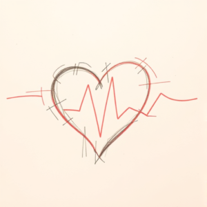 Red Ink Outline Heartbeat Tattoo