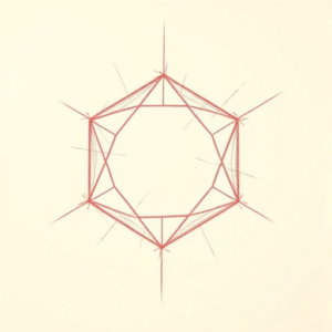 Red Ink Outline Hexagon Tattoo