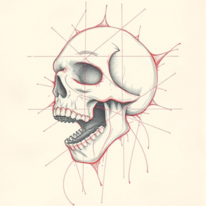 Red Ink Outline Horror Tattoo