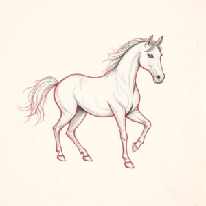 Red Ink Outline Horse Tattoo