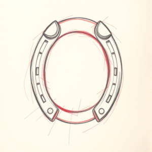 Red Ink Outline Horseshoe Tattoo