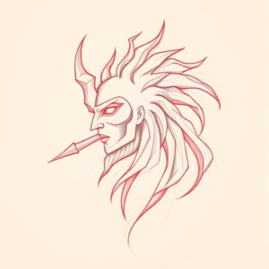 Red Ink Outline Horus Tattoo