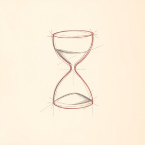 Red Ink Outline Hourglass Tattoo