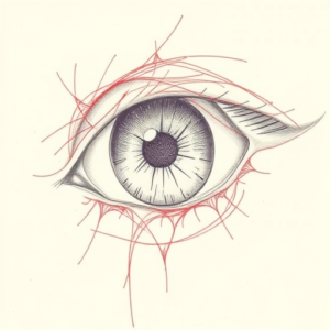 Red Ink Outline Iris Tattoo