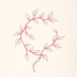 Red Ink Outline Ivy Tattoo