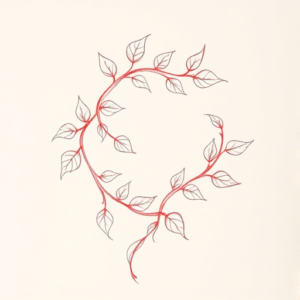 Red Ink Outline Ivy Tattoo