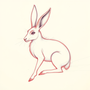 Red Ink Outline Jackalope Tattoo
