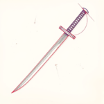 Red Ink Outline Katana Tattoo