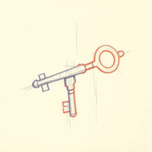 Red Ink Outline Key Tattoo
