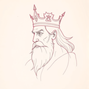 Red Ink Outline King Tattoo