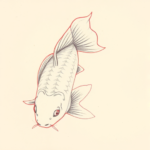 Red Ink Outline Koi Tattoo