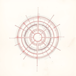 Red Ink Outline Labyrinth Tattoo