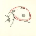 Red Ink Outline Ladybug Tattoo