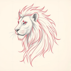 Red Ink Outline Leo Tattoo