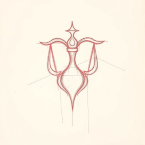Red Ink Outline Libra Tattoo