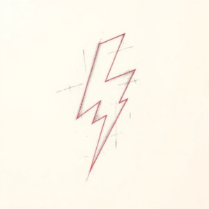 Red Ink Outline Lightning Tattoo