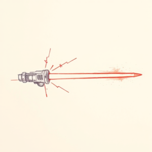 Red Ink Outline Lightsaber Tattoo