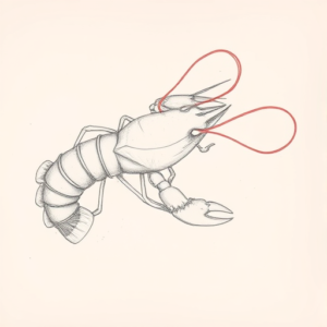 Red Ink Outline Lobster Tattoo