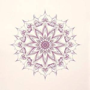 Red Ink Outline Mandala Tattoo