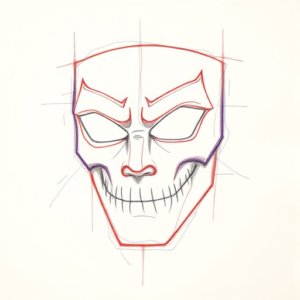 Red Ink Outline Mask Tattoo