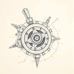 Red Ink Outline Mechanic Tattoo
