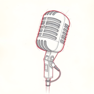 Red Ink Outline Microphone Tattoo
