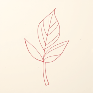 Red Ink Outline Monstera Tattoo