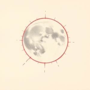 Red Ink Outline Moon Tattoo