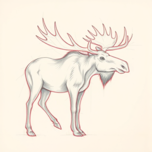 Red Ink Outline Moose Tattoo