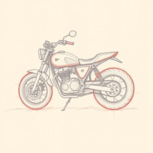 Red Ink Outline Motorcycle Tattoo