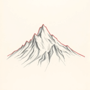 Red Ink Outline Mountain Tattoo