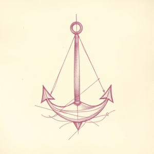 Red Ink Outline Nautical Tattoo