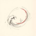 Red Ink Outline Ocean Tattoo