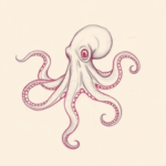 Red Ink Outline Octopus Tattoo