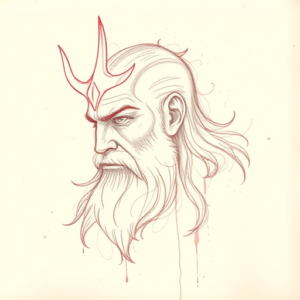 Red Ink Outline Odin Tattoo