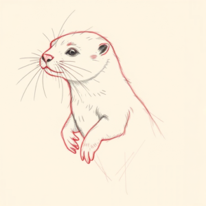 Red Ink Outline Otter Tattoo