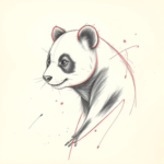 Red Ink Outline Panda Tattoo