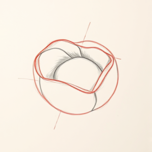 Red Ink Outline Peach Tattoo