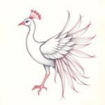 Red Ink Outline Peacock Tattoo