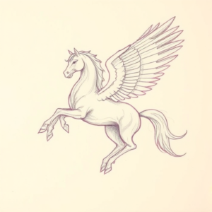 Red Ink Outline Pegasus Tattoo