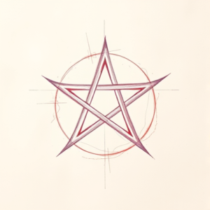 Red Ink Outline Pentagram Tattoo