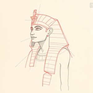 Red Ink Outline Pharaoh Tattoo