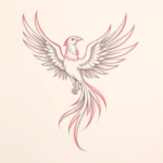 Red Ink Outline Phoenix Tattoo